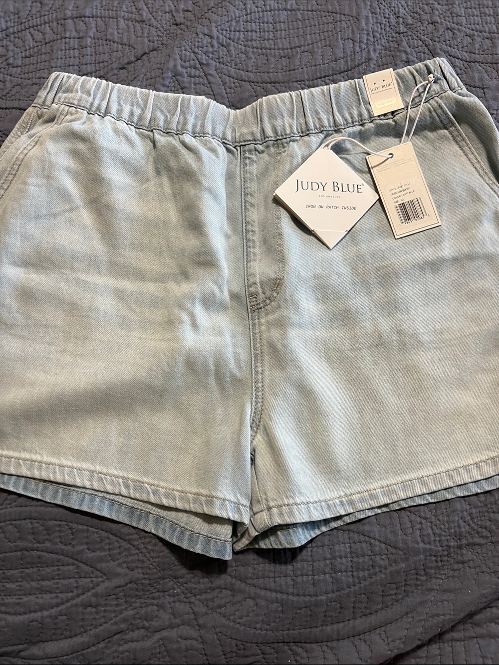 Judy Blue Light Wash Elastic Waist Denim Shorts